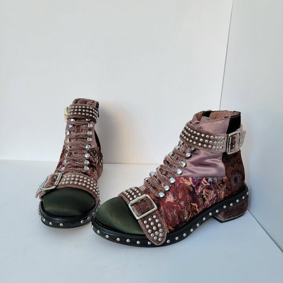 Jeffrey Campbell Shoes - Jeffrey Campbell For Free People Grapevine Lace Up Studded Ankle Boots Size 7M
